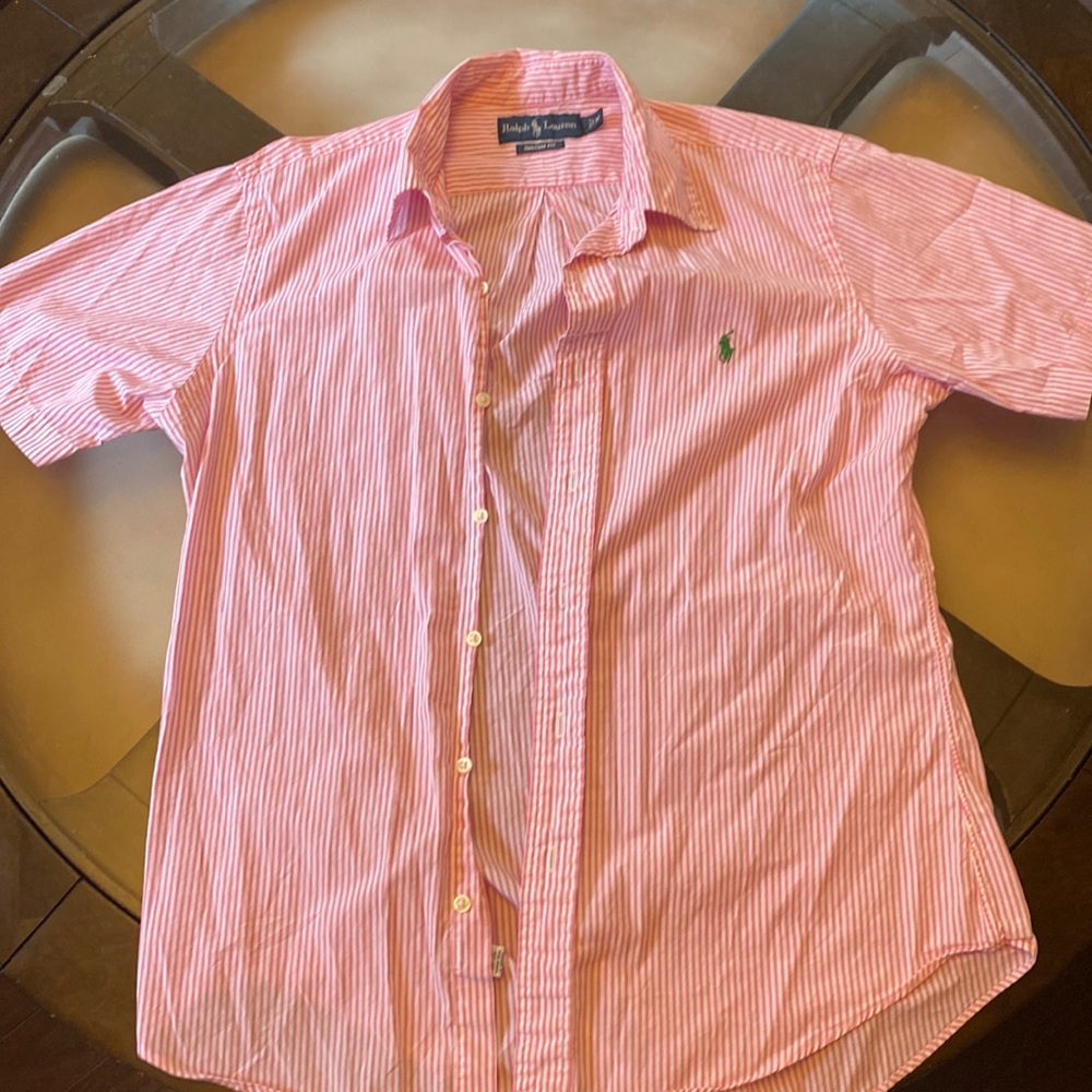 Ralph Lauren pink striped collared shirt